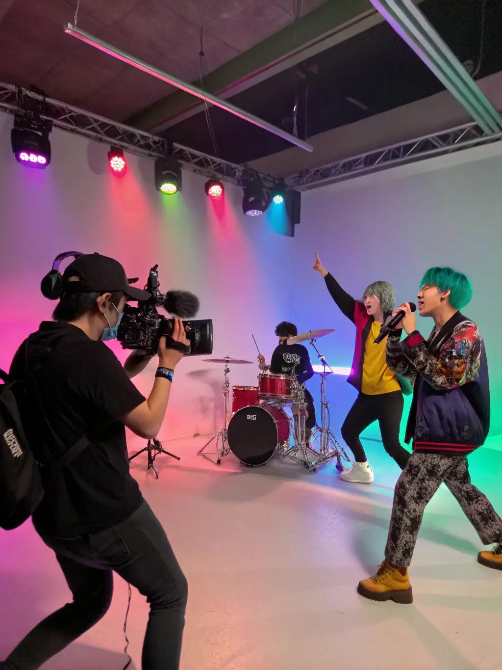 A lively scene from the Urban Sound Series, featuring emerging urban artists performing to an enthusiastic young audience.